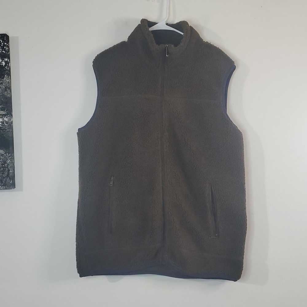 Stoic Sherpa Fleece Vest Size XL Mens Brown Tan